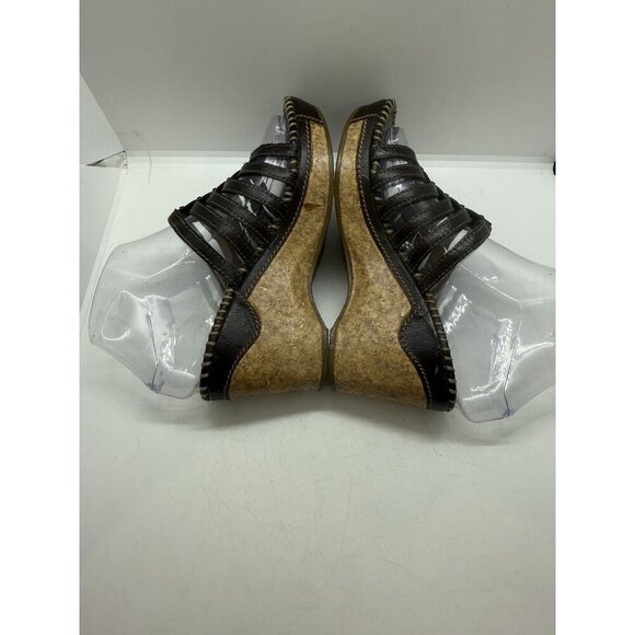 Vtg American Eagle Brown Strappy Faux Leather Mules Thongs Sandals Size 6.5 Y2K - Picture 5 of 7